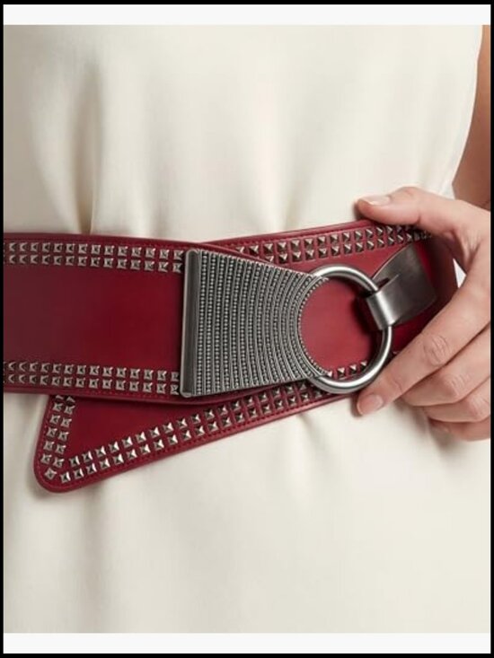 Wide Elastic Stretch Retro Metal Interlock Buckle Belt Gothic Vintage main image 6
